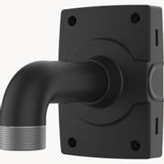 AXIS A black version of T91D61 which is chromated and powder coated aluminum wall mount with 1.5ft NPS thread for fixed dome pendant kits. Cable routing from behind or through 3/4 conduit hole on the side 