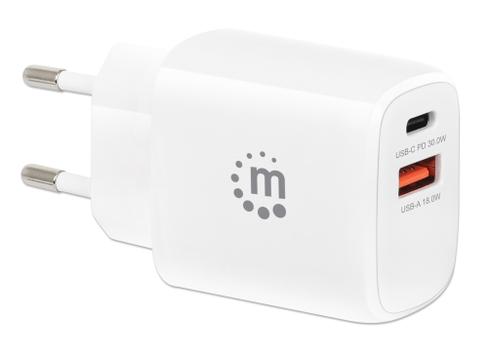 MANHATTAN MH USB-C Power Delivery Port up to 30 W, USB-A QC 3.0 Chargi (406321)