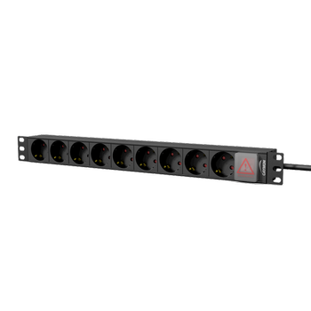 Caymon Caymon PSR109GS Strømskinne 19" m/bryter Schuko x9 (German Socket) 2,5m kabel (PSR109GS/B)