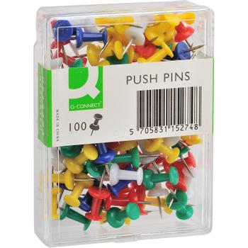 QConnect push pins Æsk/100 stk ass farver (KF15274)