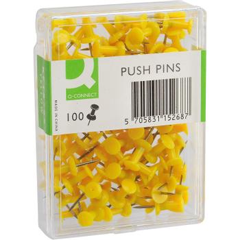 QConnect push pins Æsk/100 stk gul (KF15268)