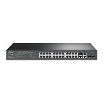 TP-LINK JetStream 24-Port 10/100 Mbps + 4-Port Gigabit Smart Switch with 24-Port PoE+ PORT: 24 10/100 Mbps PoE+ Ports,  4 Gigabit Non-PoE Ports,  2 Combo Gigabit SFP Slots SPEC: 802.3at/ af,   250 W PoE Power,  (TL-SL2428P)