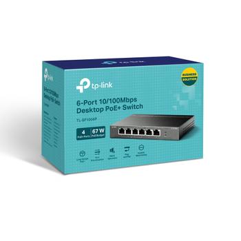TP-LINK k TL-SF1006P - V1 - switch - unmanaged - 6 x 10/100 (4 PoE+) - desktop, wall-mountable - PoE+ (67 W) (TL-SF1006P)