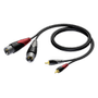 PROCAB CLA701 2xXLR 2xRCA han-han  1,5m. HQ, 2 x XLR han - 2 x RCA han, 1,5 meter