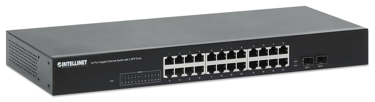 INTELLINET INT Network Switch, 24-Port, 2 SFP Ports, Gigabit (561877)