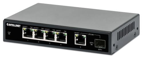 INTELLINET INT 5-Port Gigabit Ethernet PoE+ Switch with SFP Port (561822)