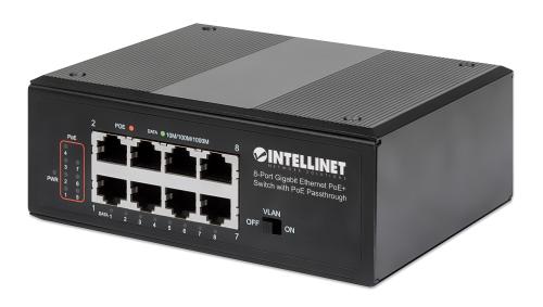 INTELLINET INT 8-Port Gigabit Ethernet PoE+ Industrial Switch with PoE (561624)