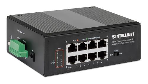 INTELLINET INT 8-Port Gigabit Ethernet PoE+ Industrial Switch with PoE (561624)