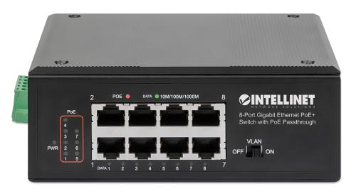 INTELLINET INT 8-Port Gigabit Ethernet PoE+ Industrial Switch with PoE (561624)