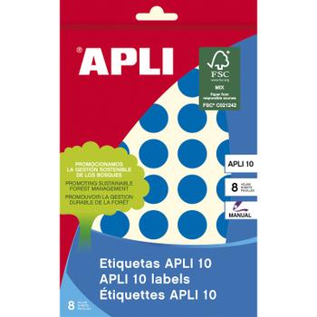 APLI Etiketter blå Ø 19 mm Pk a 320 stk (10) (2743)