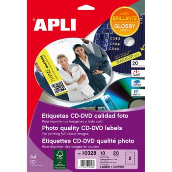 APLI CD-Label APLI t/ farvelaser Glossy  ø117 mm. (10328)