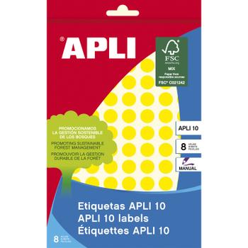 APLI Ø10 mm 1008 farvedots etiketter gul (2730*10)