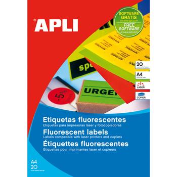 APLI Etiketter Apli 210x297mm Flour Orange - Til L/C (2879)