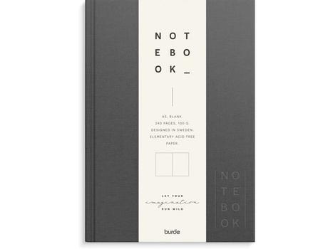 BURDE Skrivebok BURDE A5 ulinjert mørk grå (92756600)