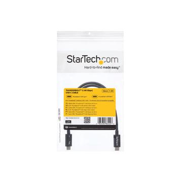 StarTech 40Gbps Thunderbolt 3 Cable - 1.6ft/ 0.5m - Black - 5k 60Hz/4k 60Hz - Certified TB3 USB-C Charger Cord w/ 100W Power Delivery (TBLT34MM50CM) - Thunderbolt-kabel - USB-C (hann) til USB-C (hann) - Thunder (TBLT34MM50CM)