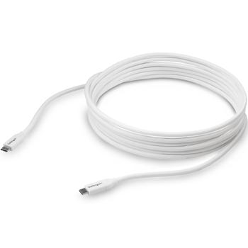 StarTech USB C to USB C Cable - 13 ft / 4m - 5A PD - M/M - White - USB 2.0 - USB-IF Certified - USB Type C Cable - USB C Charging Cable (USB2C5C4MW) - USB type C-kabel - USB-C til USB-C - 4 m (USB2C5C4MW)