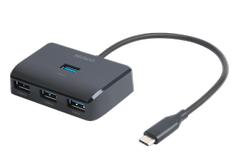 DELTACO USB-C hub, 5 Gbps, 4x USB-A, black