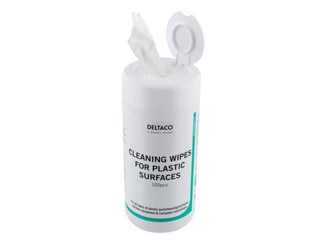 DELTACO Wet Wipes for plastic surfaces, 100pcs, white (CK1022)