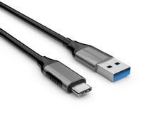 Elivi USB A til C kabel 1 meter Svart/Space Grey, 5gbps/3A