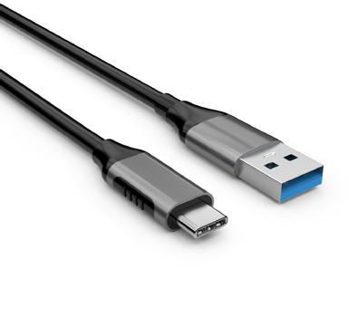 Elivi USB A til C kabel 2 meter Svart/ Space Grey, 5gbps/3A (ELV-USBA2C-B020)