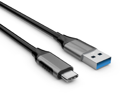 Elivi USB A til C kabel 2 meter Svart/ Space Grey , 5gbps/3A (ELV-USBA2C-B020)