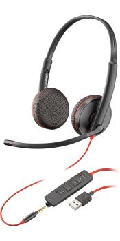 POLY Blackwire 3225 - Blackwire 3200 Series - Headset - On-Ear - kabelgebunden - USB, 3,5 mm Stecker - Schwarz - Skype-zertifiziert,  Cisco Jabber Certified,  Avaya Certified - Replaces Poly SKU 209747- (80S11A6)