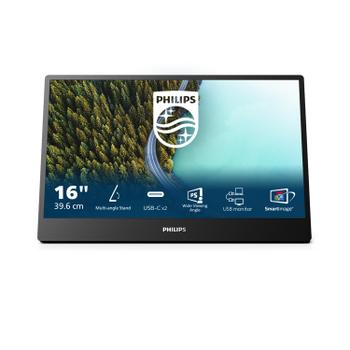 PHILIPS s 16B1P3302D - 3000 Series - LED monitor - 16" (15.6" viewable) - portable - 1920 x 1080 Full HD (1080p) @ 75 Hz - IPS - 250 cd/m² - 700:1 - 4 ms - 2xUSB-C - black (16B1P3302D/00)