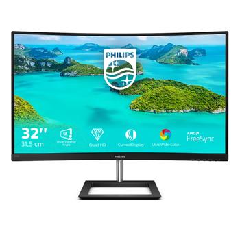 PHILIPS E-line 325E1C - LED monitor - curved - 32" (31.5" viewable) - 2560 x 1440 QHD @ 75 Hz - VA - 250 cd/m² - 3000:1 - 4 ms - HDMI, VGA, DisplayPort - textured black (325E1C/00)