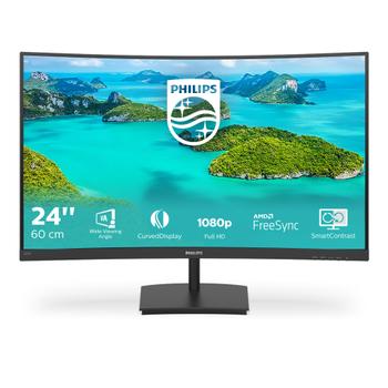 PHILIPS E-line 241E1SCA - LED monitor - curved - 24" (23.6" viewable) - 1920 x 1080 Full HD (1080p) @ 75 Hz - VA - 250 cd/m² - 3000:1 - 4 ms - HDMI, VGA - speakers - textured black (241E1SCA/00)