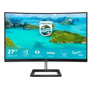 PHILIPS E-line 272E1CA - LED monitor - curved - 27" - 1920 x 1080 Full HD (1080p) @ 75 Hz - VA - 250 cd/m² - 3000:1 - 4 ms - HDMI, VGA, DisplayPort - speakers - textured black (272E1CA/00)