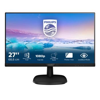 PHILIPS s V-line 273V7QDAB - LED monitor - 27" (27" viewable) - 1920 x 1080 Full HD (1080p) @ 60 Hz - IPS - 250 cd/m² - 1000:1 - 5 ms - HDMI, DVI-D, VGA - speakers - textured black (273V7QDAB/00)
