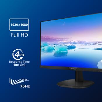 PHILIPS s V-line 273V7QDAB - LED monitor - 27" (27" viewable) - 1920 x 1080 Full HD (1080p) @ 60 Hz - IPS - 250 cd/m² - 1000:1 - 5 ms - HDMI, DVI-D, VGA - speakers - textured black (273V7QDAB/00)