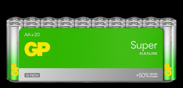 GP Super Alkaline Battery, Size AA, LR6, 1.5V, 20-pack (151439)