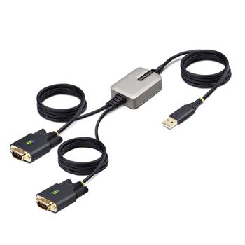 STARTECH StarTech.com 13ft (4m) 2-Port USB to Serial Adapter Cable, Interchangeable DB9 Screws/ Nuts,  COM Retention,  USB-A to DB9 RS232, FTDI, Level-4 ESD Protection,  Windows/ macOS/ ChromeOS/ Linux - Rugged TPE C (2P6FFC-USB-SERIAL)