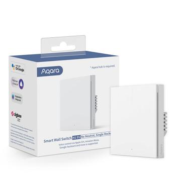 AQARA Smart Wall Switch H1 (ingen nøytral. enkel bryter) Smart bryter som slår av/på strømmen til lys og andre elektriske enheter, Zigbee (WS-EUK01)