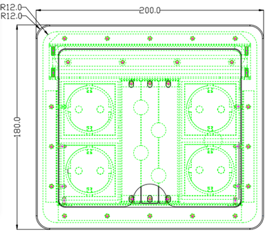 STOLTZEN Talos TB44 Bordbrønn Svart TableBox 4x4 m/ 4x Strøm & 4x Kabeluttak (TB44)