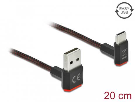 DELOCK EASY-USB 2.0 Cable Type-A male to USB Type-Câ„¢ male angled up / down 0.2 m black (85274)