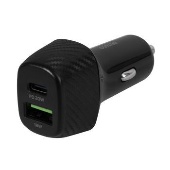 DELTACO USB Billader 1x USB-C, PD 18 W, 1x USB-A (USBC-CAR120)