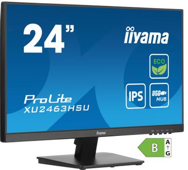 IIYAMA ProLite XU2463HSU-B1 - LED-monitor - 24" (23.8" zichtbaar) - 1920 x 1080 Full HD (1080p) @ 100 Hz - IPS - 250 cd/m˛ - 1300:1 - 3 ms - HDMI, DisplayPort - luidsprekers - zwart, mat (XU2463HSU-B1)