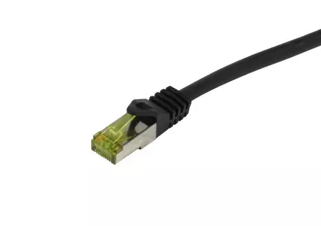 SYNERGY Patchkabel RJ45, CAT6A 500Mhz, 1,0m, schwarz, S-STP(S/ FTP),  TPE/LSZH Indoor/ outdoor (UV/ Water/ oil/ -resistant),  AWG26, mit CAT7 Rohkabel, Synergy 21 (S217782)