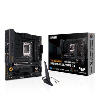 ASUS TUF GAMING B760M-PLUS WIFI D4 - Motherboard - micro ATX - LGA1700 Socket - B760 Chipset - USB 3.2 Gen 1, USB 3.2 Gen 2, USB-C 3.2 Gen 2x2 - 2.5 Gigabit LAN, Wi-Fi 6, Bluetooth - onboard graphics (CP (TUF GAMING B760M-PLUS WIFI D4)