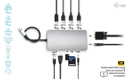 I-TEC USB-C NANO DOCK HDMI/VGA DOCK ST. HDMI/VGA LAN + PD 100W ACCS (C31NANODOCKVGAPD)