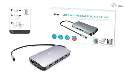 I-TEC USB-C NANO DOCK HDMI/VGA DOCK ST. HDMI/VGA LAN + PD 100W ACCS (C31NANODOCKVGAPD)