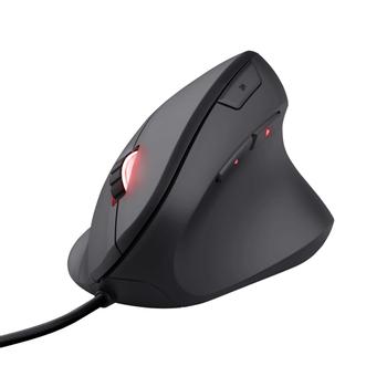 TRUST GXT 144 Rexx Ergonomisk Gamingmus (sort) USB, 10000 DPI, kablet, 6 programmbare knapper, RGB (22991)