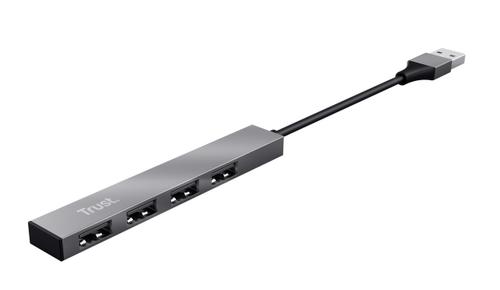 TRUST Halyx 4 Port USB 2.0 480Mbits Aluminium Interface Hub (23786)