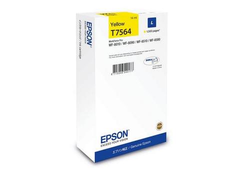 EPSON n T7564 - 14 ml - L size - yellow - original - ink cartridge - for WorkForce Pro WF-6530, WF-8010, WF-8090, WF-8510, WF-8590, WF-8590 D3TWFC (C13T75644N)