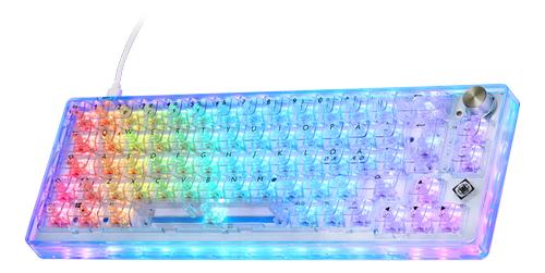 DELTACO DK460 Mekanisk 65 % tastatur, helt transparent/ RGB (GAM-160-T)
