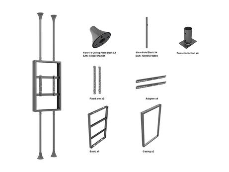 Multibrackets M Pro Series B2B monteringssett - medium, dual side, fixed arms - for 2 LCD-skjermer - 3 m length - svart (7350022736863)