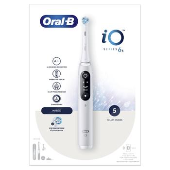 Oral-B iO 6S Elektrisk Tannbørste (hvit) 5 børsteinnstillinger,  iO teknologi,  AI, skjerm, smart trykksensor (427407)