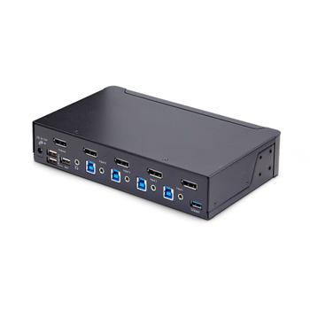STARTECH 4-Port DisplayPort 1.4 KVM Switch 8K 60Hz / 4K 144Hz 2x USB 3.0 Ports 4x USB 2.0 Ports Hotkey Switching TAA Compliant (D86A2-4-PORT-8K-KVM)